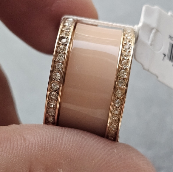 Ring Michael Kors Barrel Ring Rose Gold Blush & Pave Size 7 NWT #2046 - Picture 5 of 13